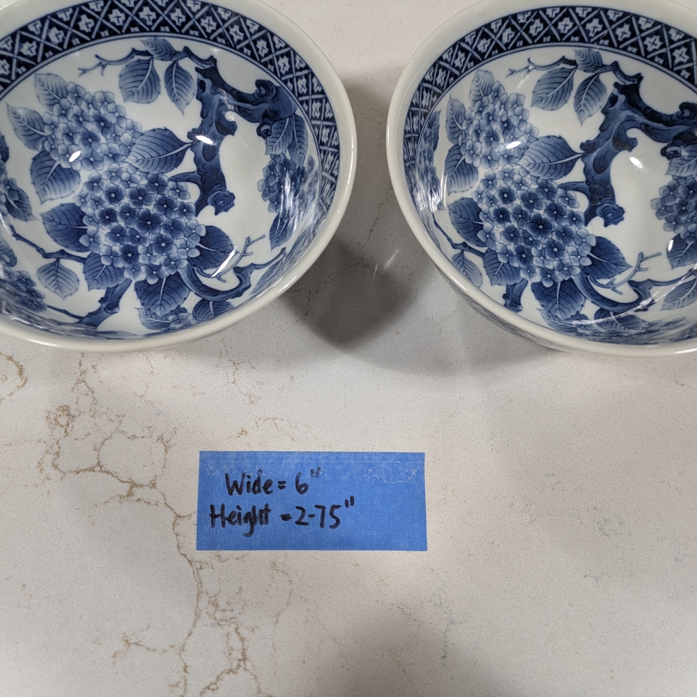 Blue Floral Porcelain Bowls